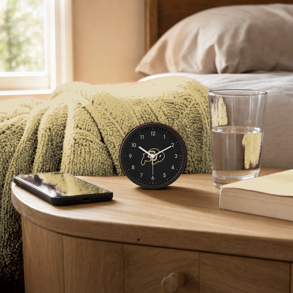 Colorado Buffaloes Bedside Clock on a bedside nightstand