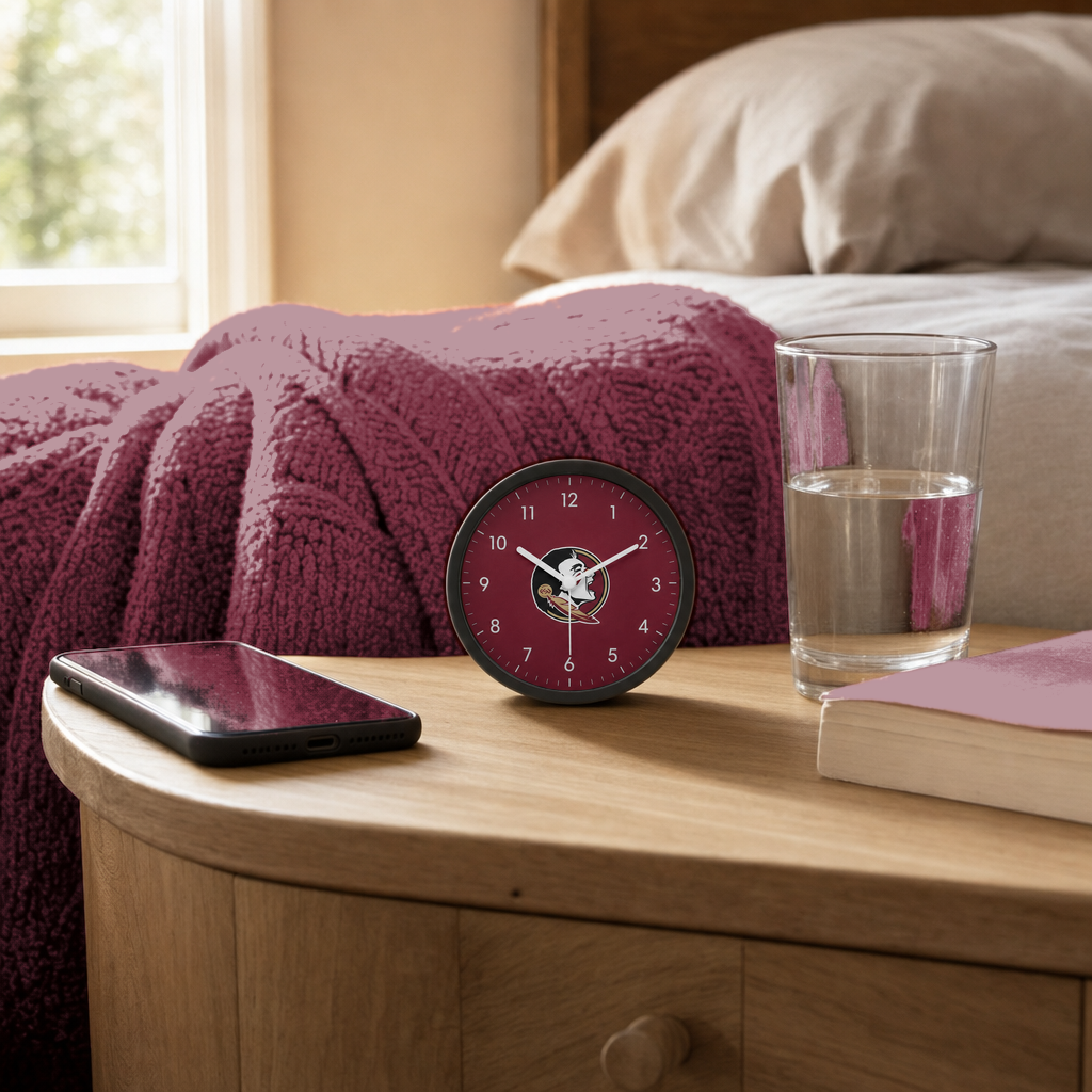 Florida State Seminoles Bedside Clock on a bedside nightstand