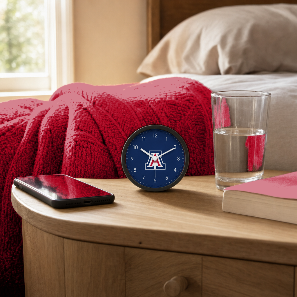 Arizona Wildcats Bedside Clock on a bedside nightstand