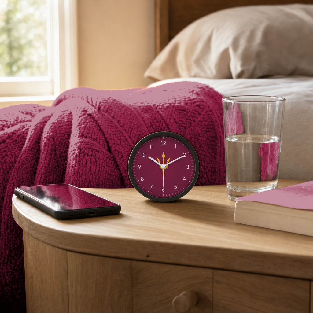 Arizona State Sun Devils Bedside Clock on a bedside nightstand