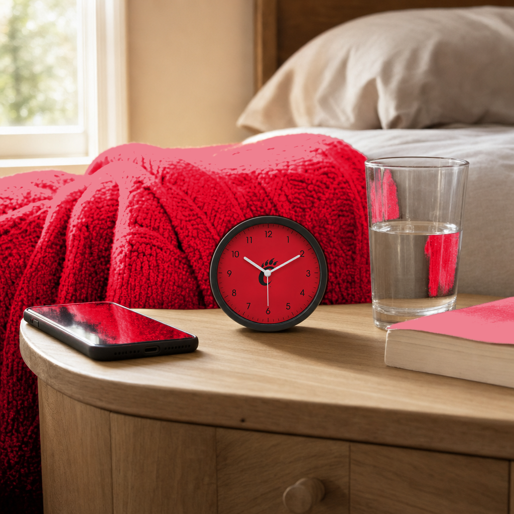 Cincinnati Bearcats Bedside Clock on a bedside nightstand