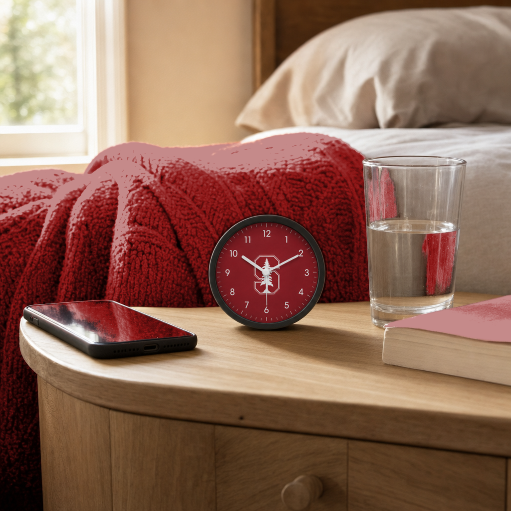 Stanford Cardinal Bedside Clock on a bedside nightstand