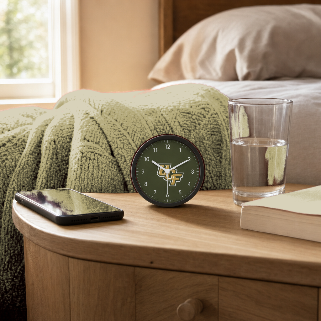 UCF Knights Bedside Clock on a bedside nightstand