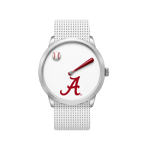 Alabama Crimson Tide Baseball Watch with white nylon band