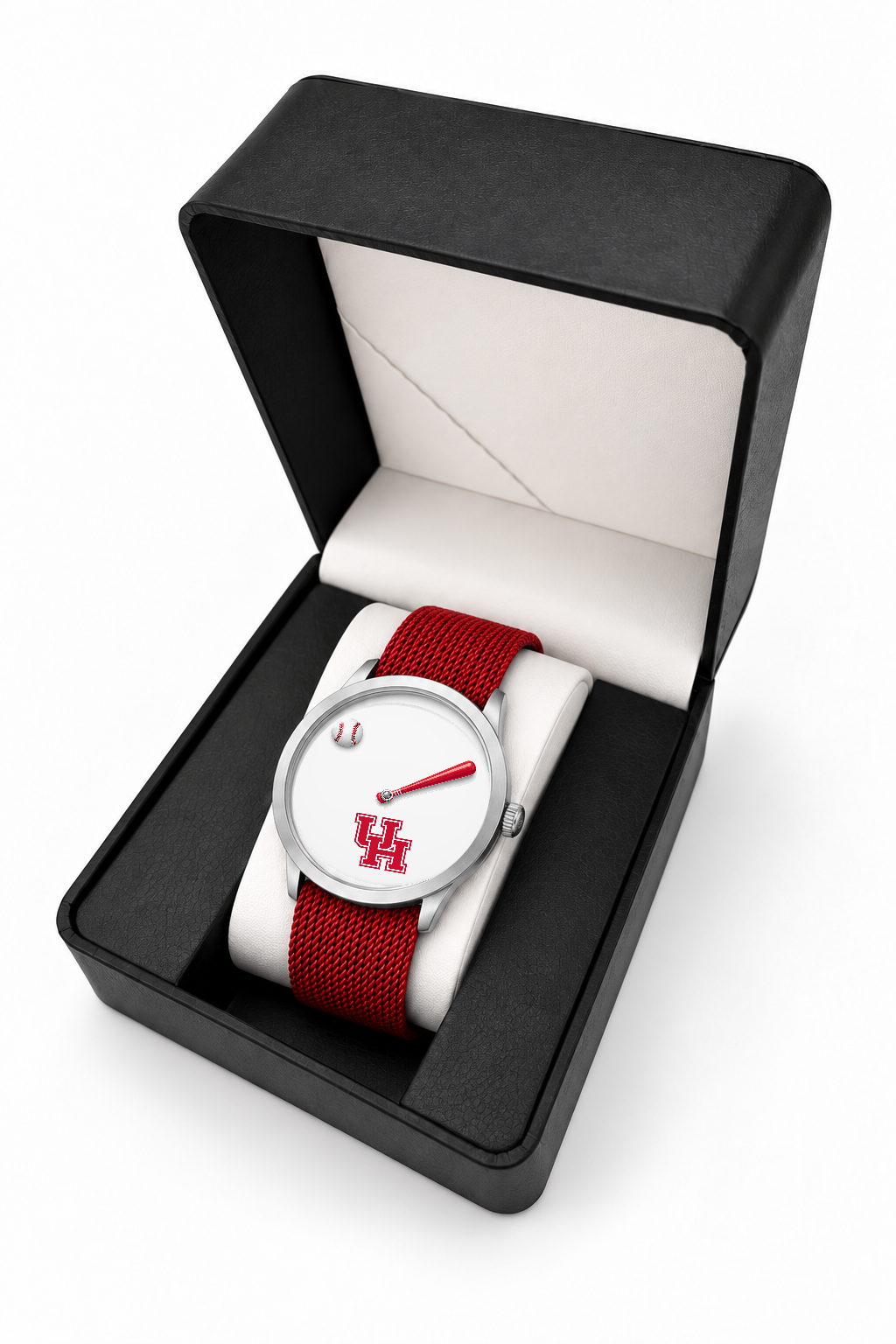 Houston Cougars Baseball Watch with red nylon band in LicensedTime gift box