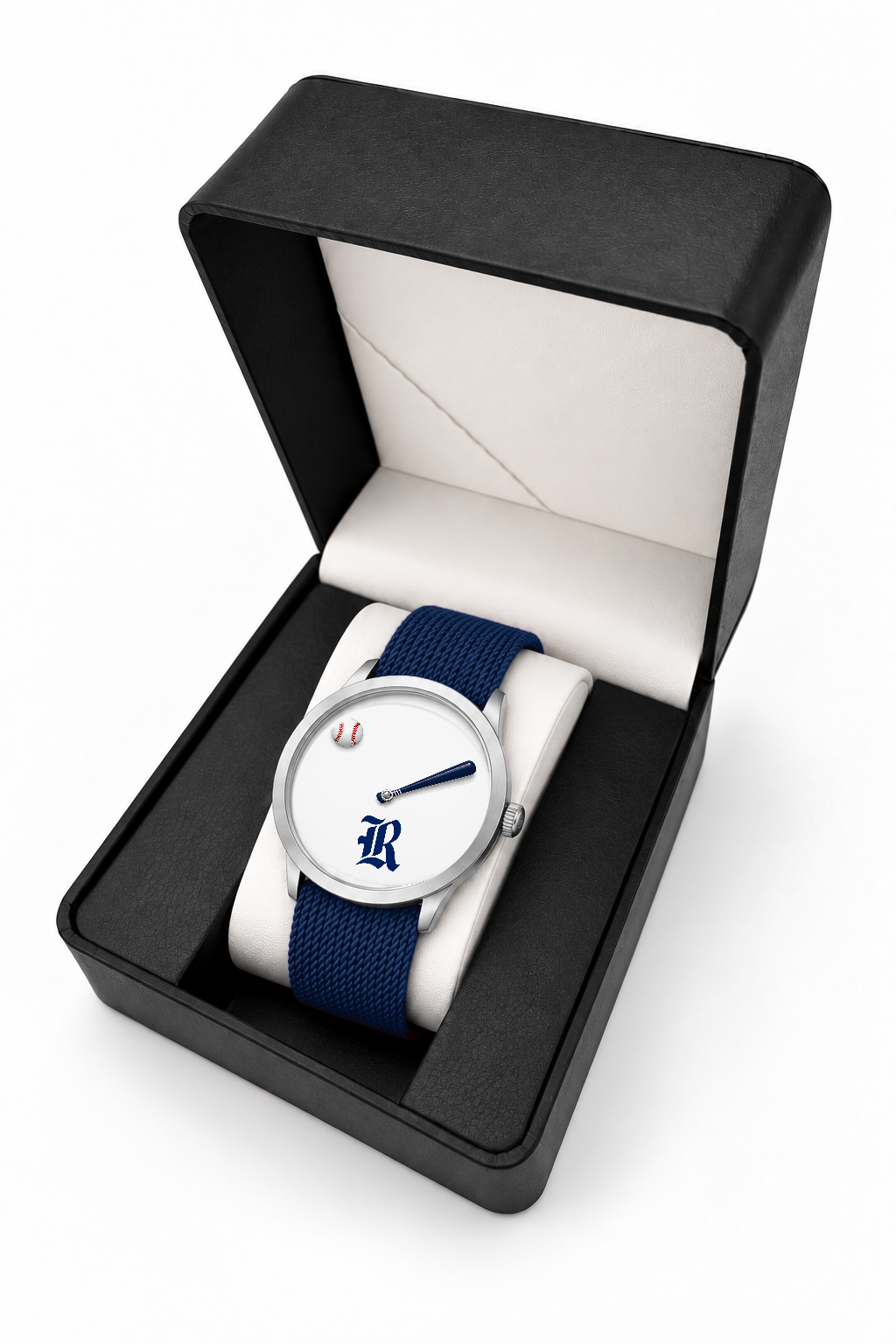 Rice Owls Baseball Watch with navy nylon band in LicensedTime gift box