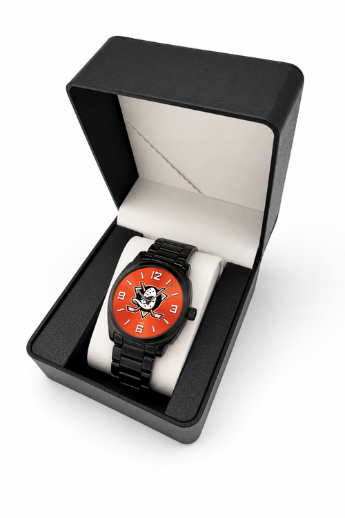 Gift box packaging - Anaheim Ducks Black Metal Oval Watch (BMO-0001-NHL-ANA)