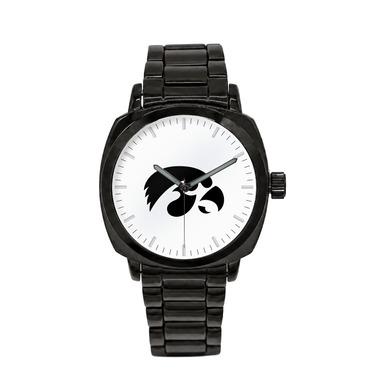Iowa Hawkeyes Black Metal Oval watch with black metal bracelet