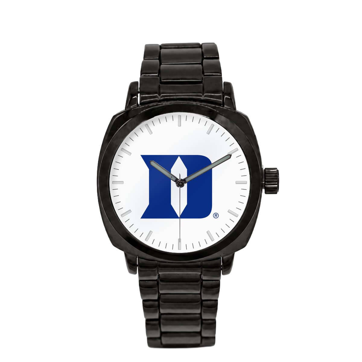Duke Blue Devils Black Metal Oval watch with black metal bracelet