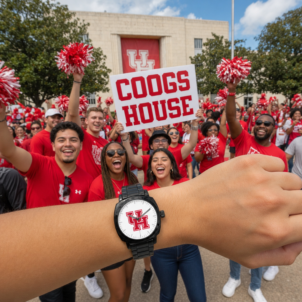 Houston Cougars Black Metal Oval Watch lifestyle