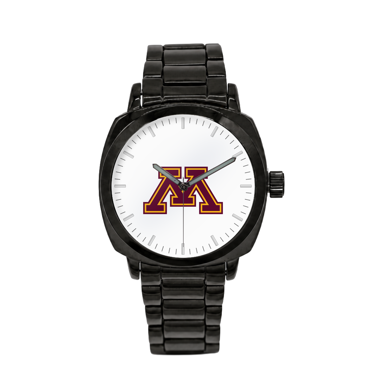 Minnesota Golden Gophers Black Metal Oval watch with black metal bracelet