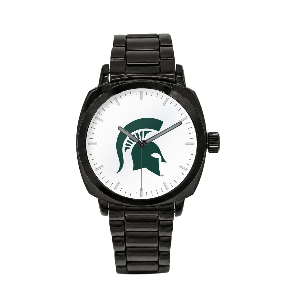 Michigan State Spartans Black Metal Oval watch with black metal bracelet