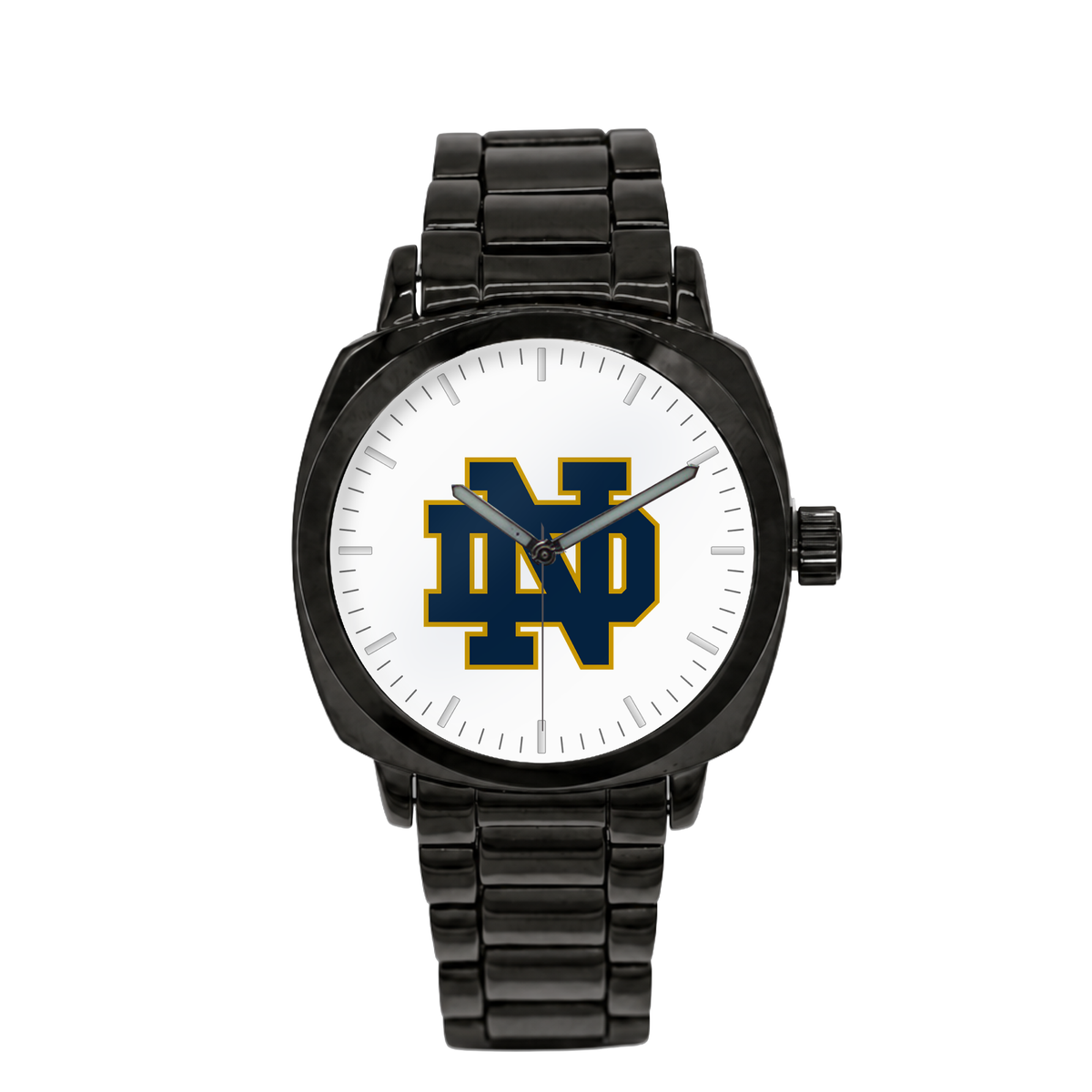 Notre Dame Fighting Irish Black Metal Oval watch with black metal bracelet