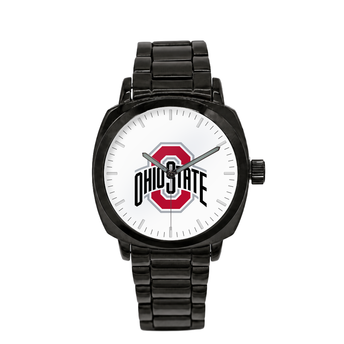 Ohio State Buckeyes Black Metal Oval watch with black metal bracelet