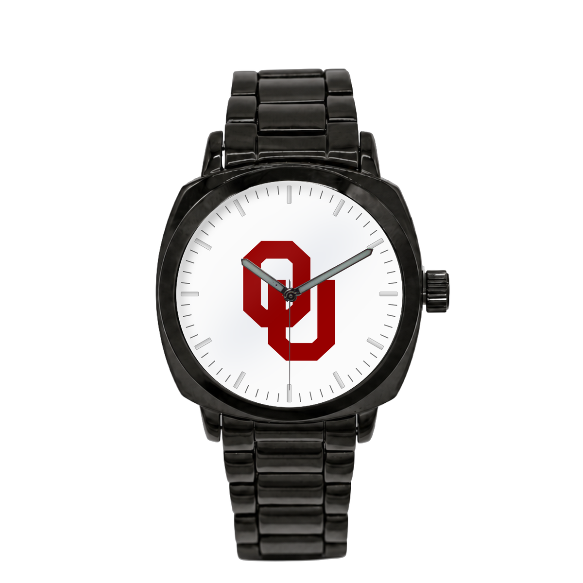 Oklahoma Sooners Black Metal Oval watch with black metal bracelet
