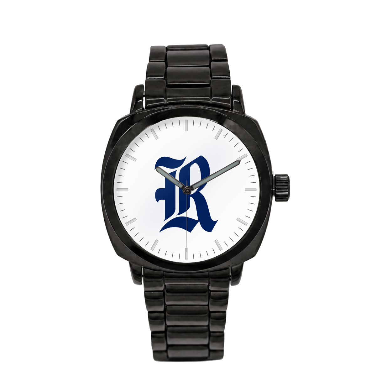 Rice Owls Black Metal Oval watch with black metal bracelet