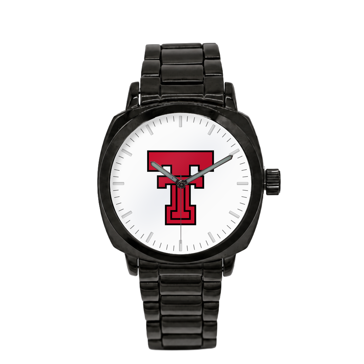 Texas Tech Red Raiders Black Metal Oval watch with black metal bracelet