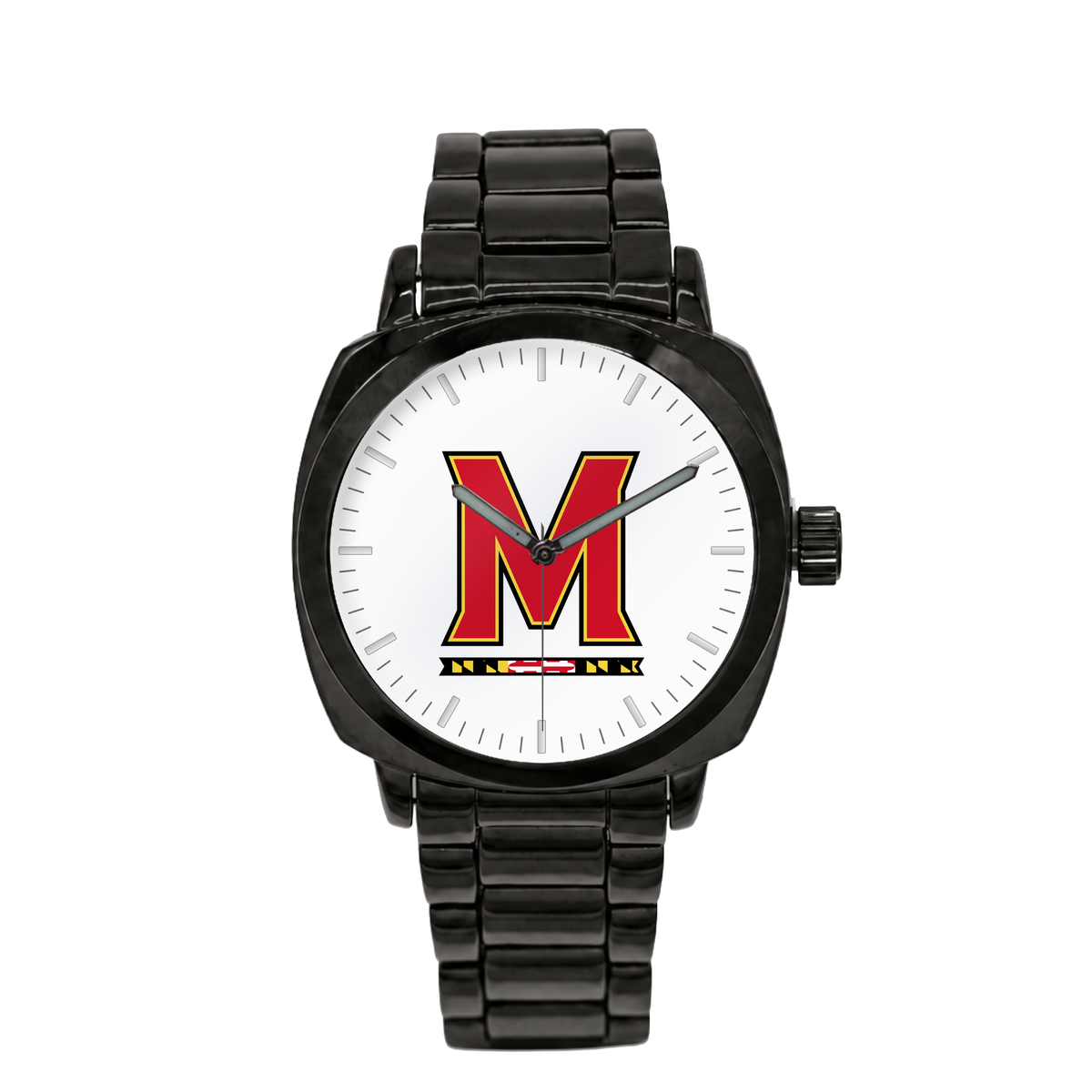 Maryland Terrapins Black Metal Oval watch with black metal bracelet