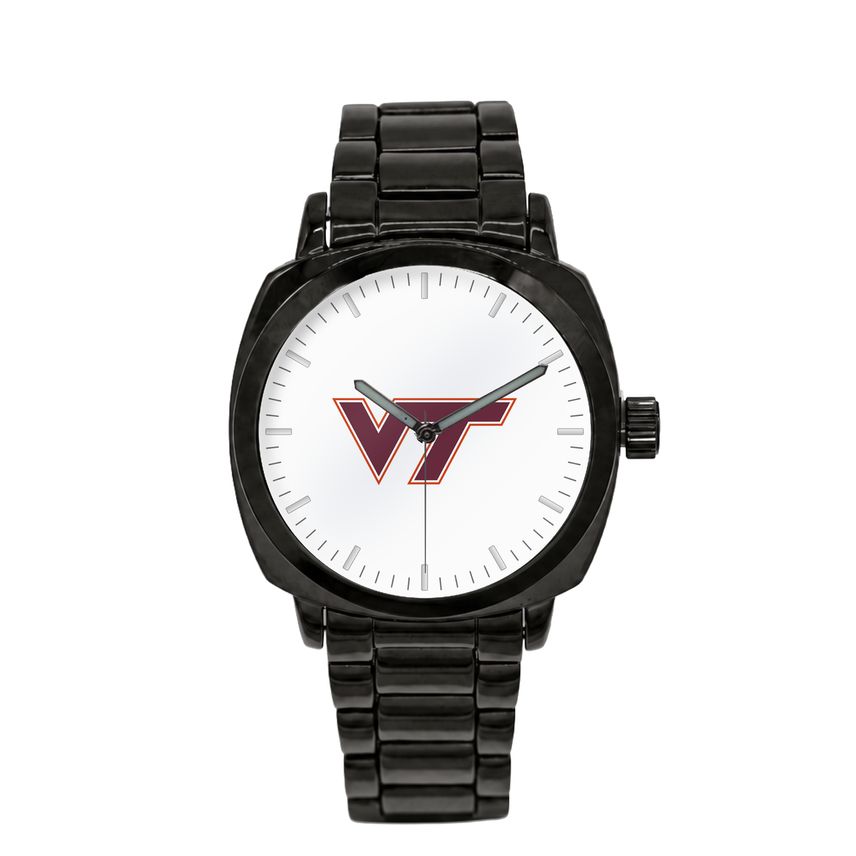 Virginia Tech Hokies Black Metal Oval watch with black metal bracelet