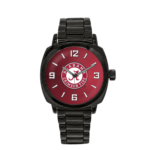 Alabama Crimson Tide Black Metal Oval watch with black metal bracelet