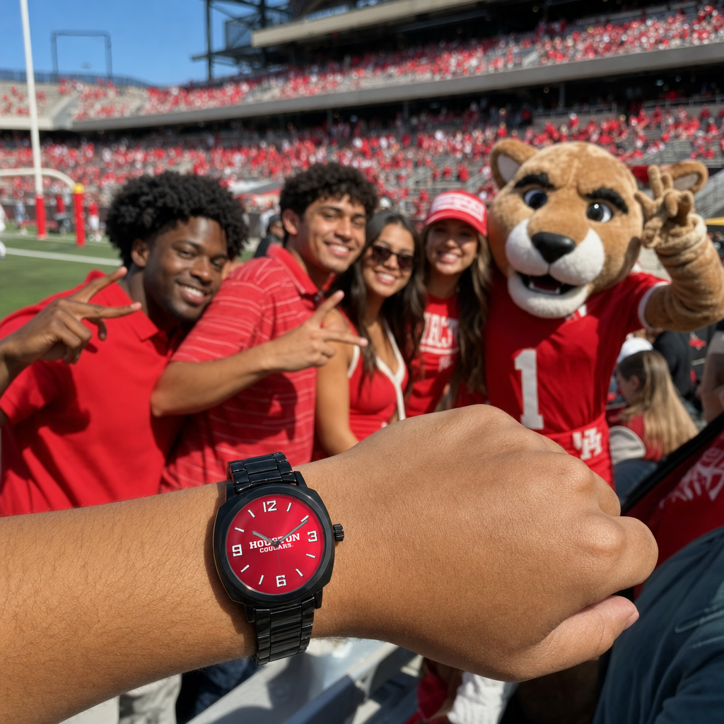 Houston Cougars Black Metal Oval Watch lifestyle