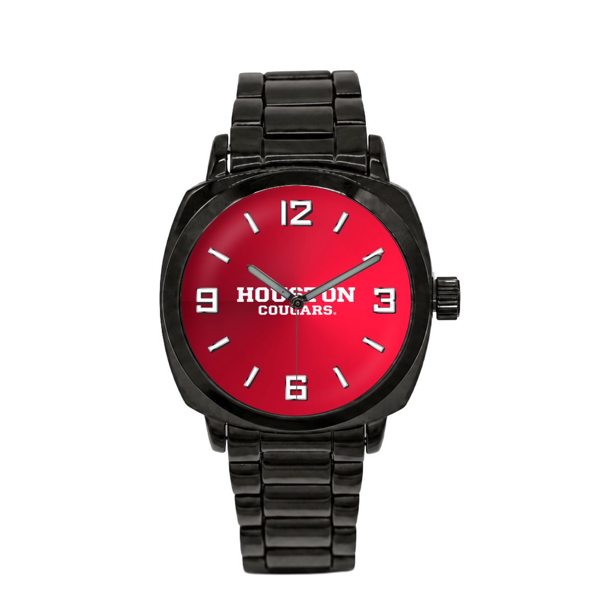 Houston Cougars Black Metal Oval watch with black metal bracelet