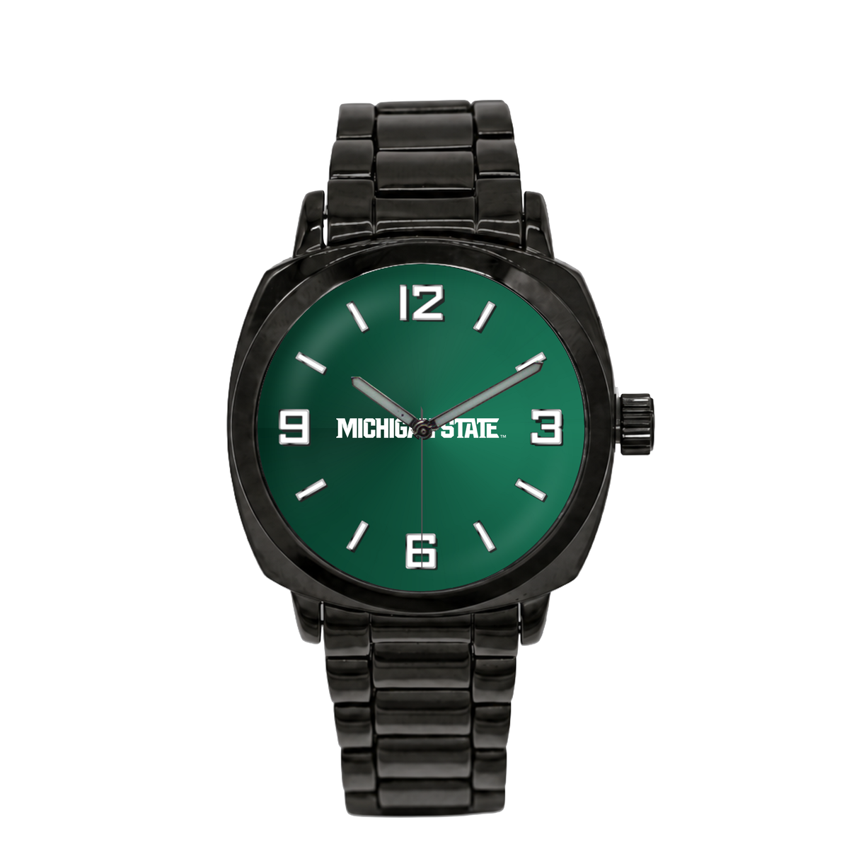 Michigan State Spartans Black Metal Oval watch with black metal bracelet