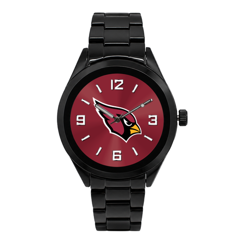 Arizona Cardinals Black Metal Band Round Watch