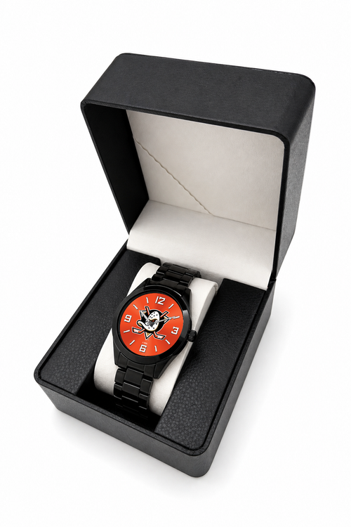 Gift box packaging - Anaheim Ducks Black Metal Band Round Watch (BMR-0001-NHL-ANA)