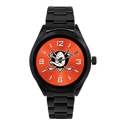 Anaheim Ducks Black Metal Band Round Watch