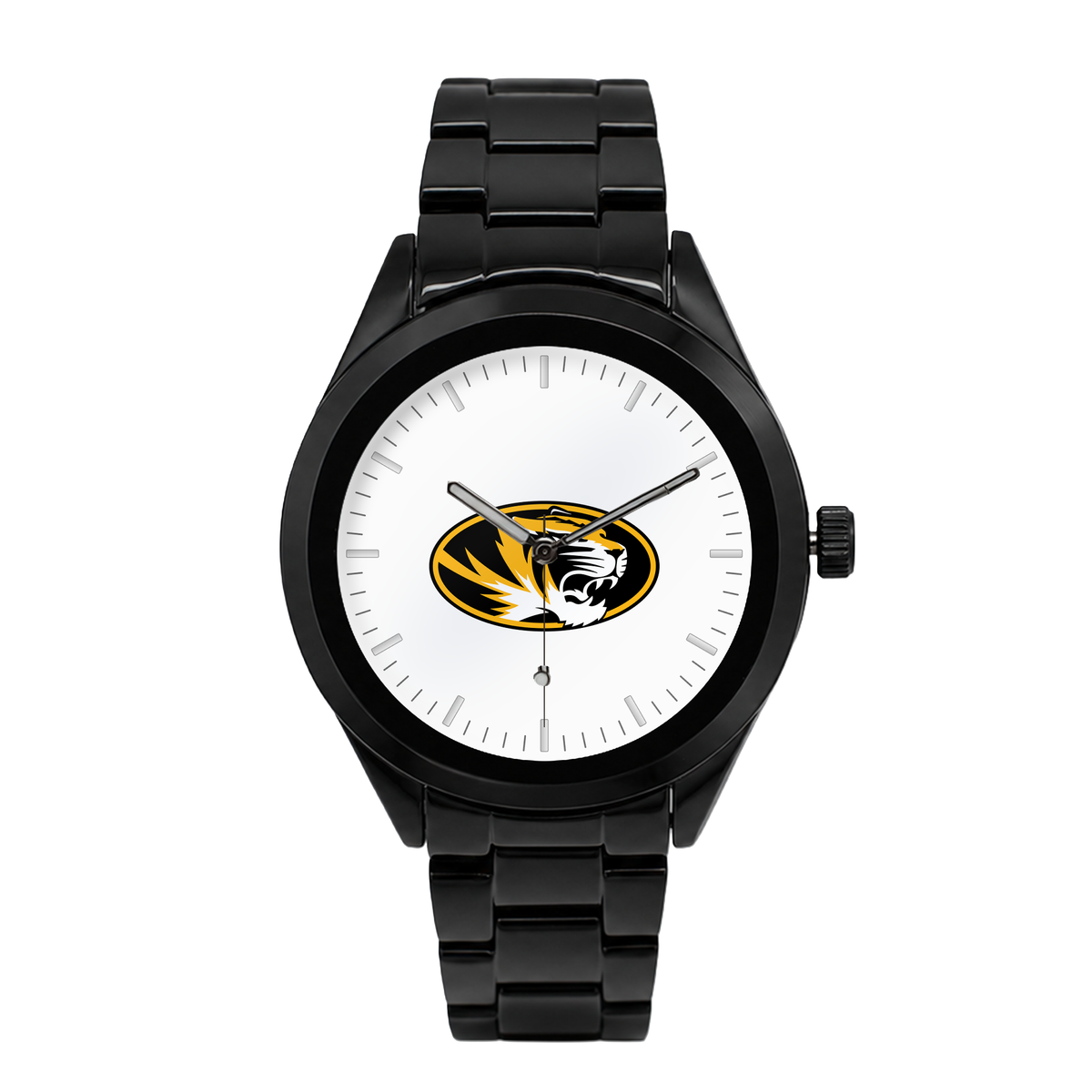 Missouri Tigers Black Metal Band Round watch with black metal bracelet
