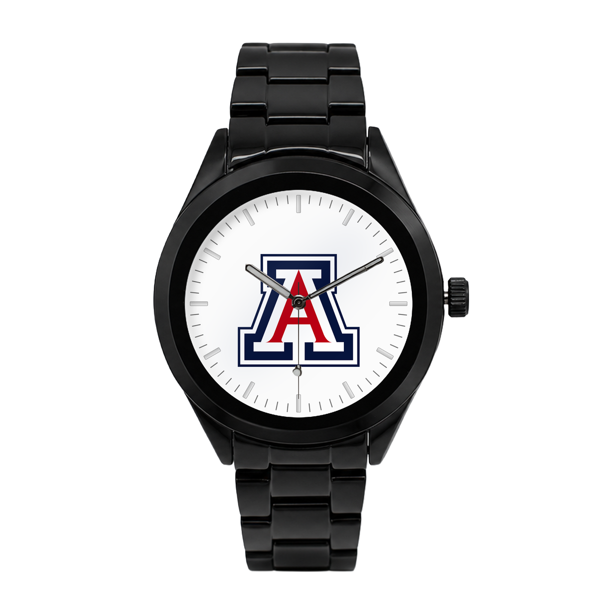 Arizona Wildcats Black Metal Band Round watch with black metal bracelet