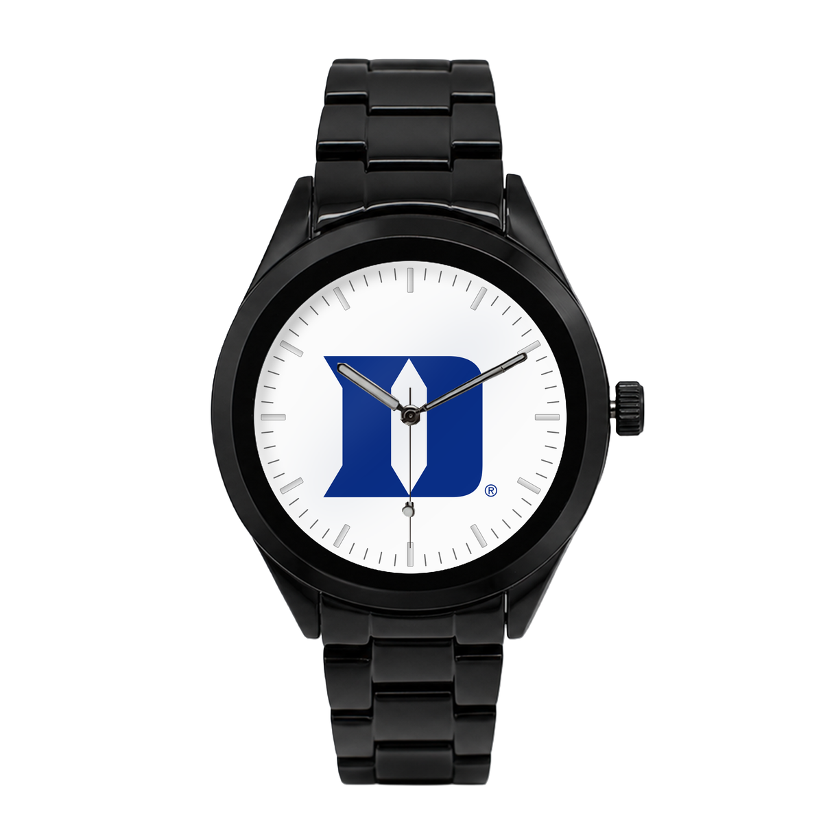 Duke Blue Devils Black Metal Band Round watch with black metal bracelet