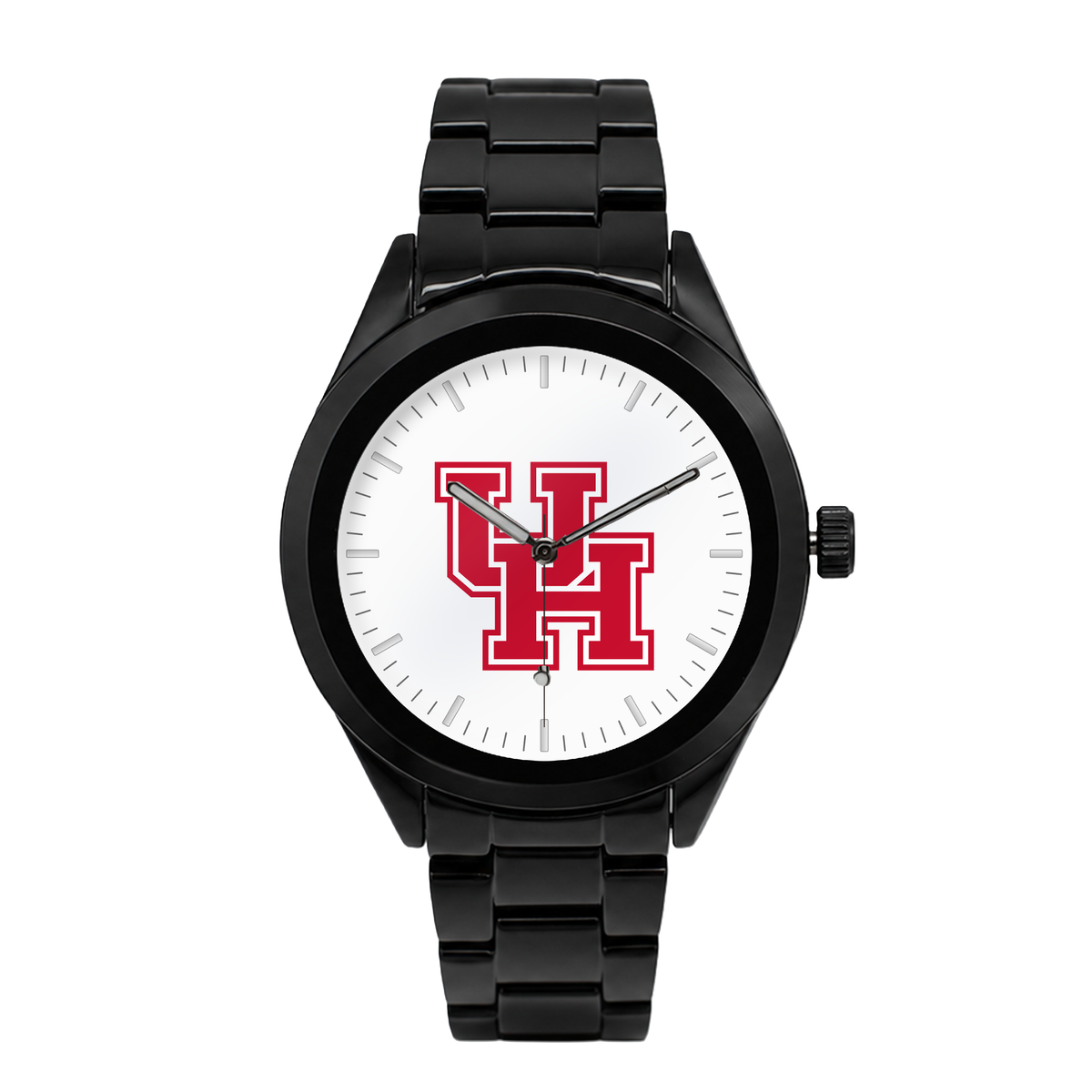Houston Cougars Black Metal Band Round watch with black metal bracelet