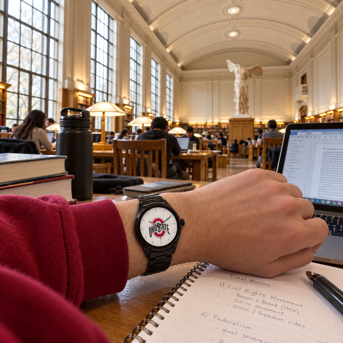 Ohio State Buckeyes Black Metal Band Round Watch lifestyle