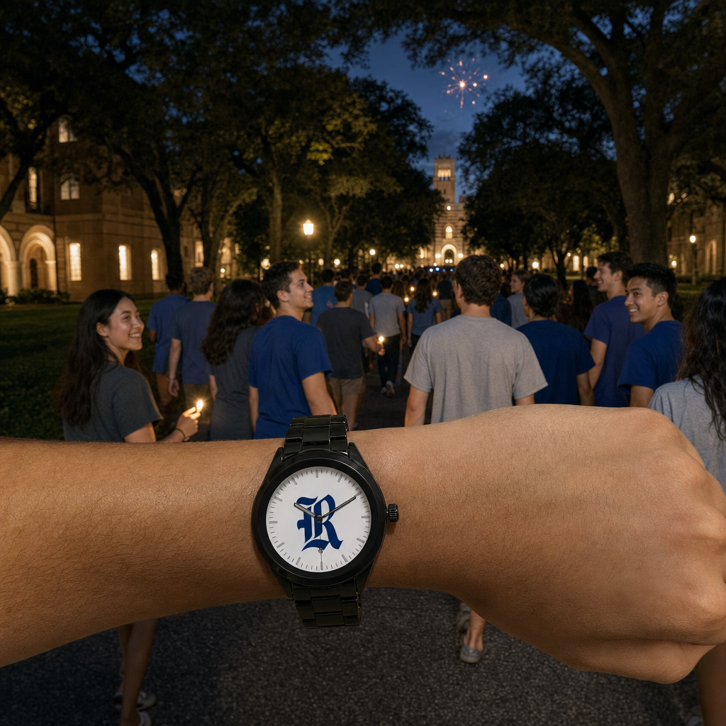 Rice Owls Black Metal Band Round Watch lifestyle