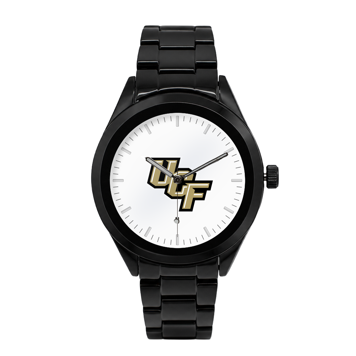 UCF Knights Black Metal Band Round watch with black metal bracelet