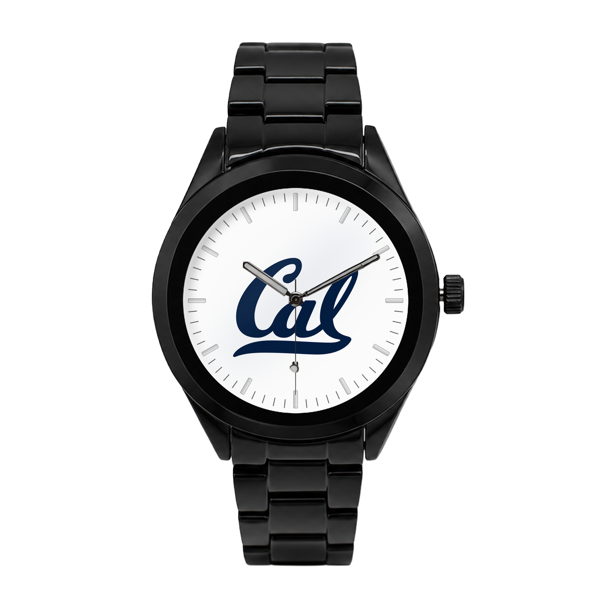 California Golden Bears Black Metal Band Round watch with black metal bracelet