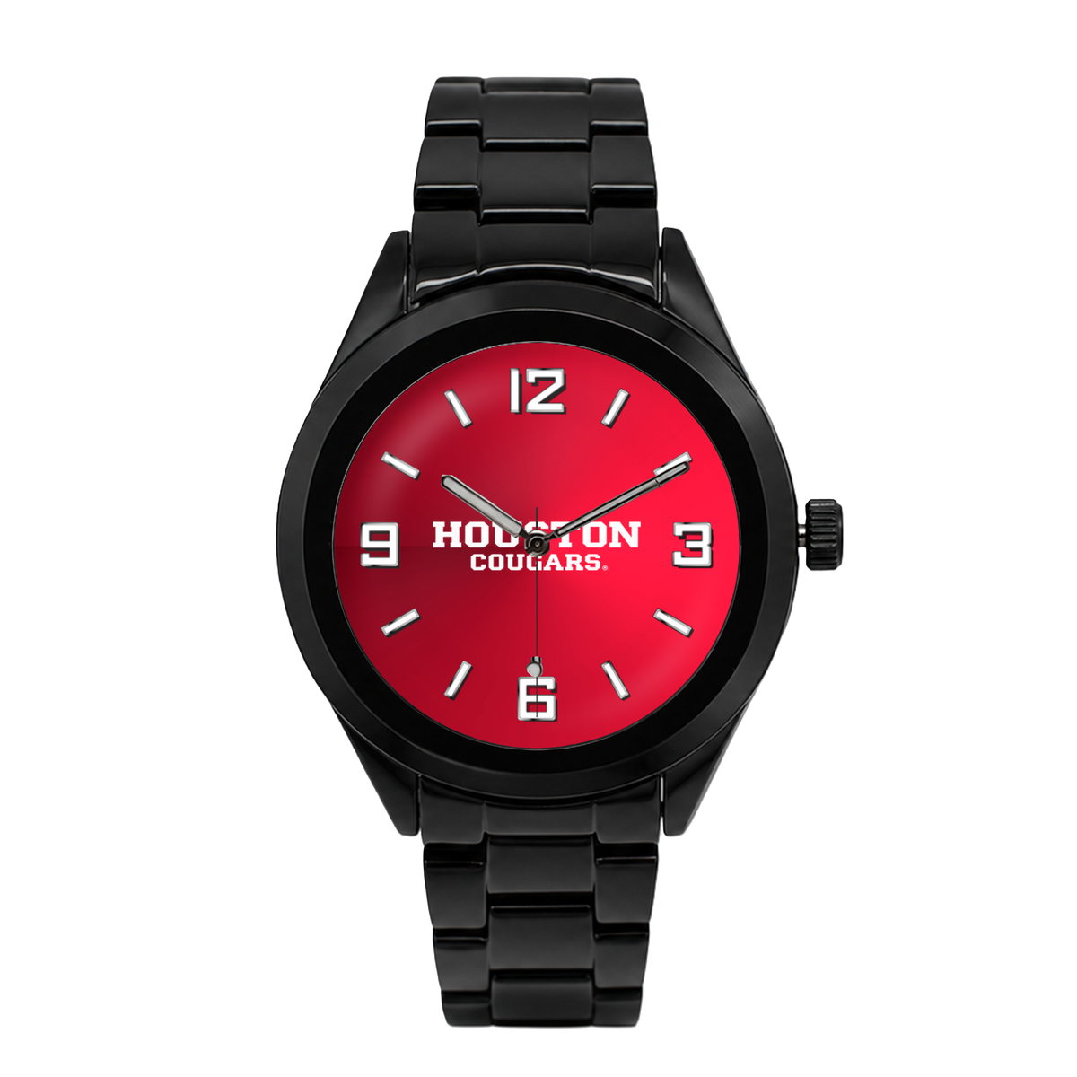 Houston Cougars Black Metal Band Round watch with black metal bracelet