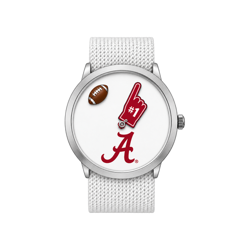 Alabama Crimson Tide Football Watch with white nylon band