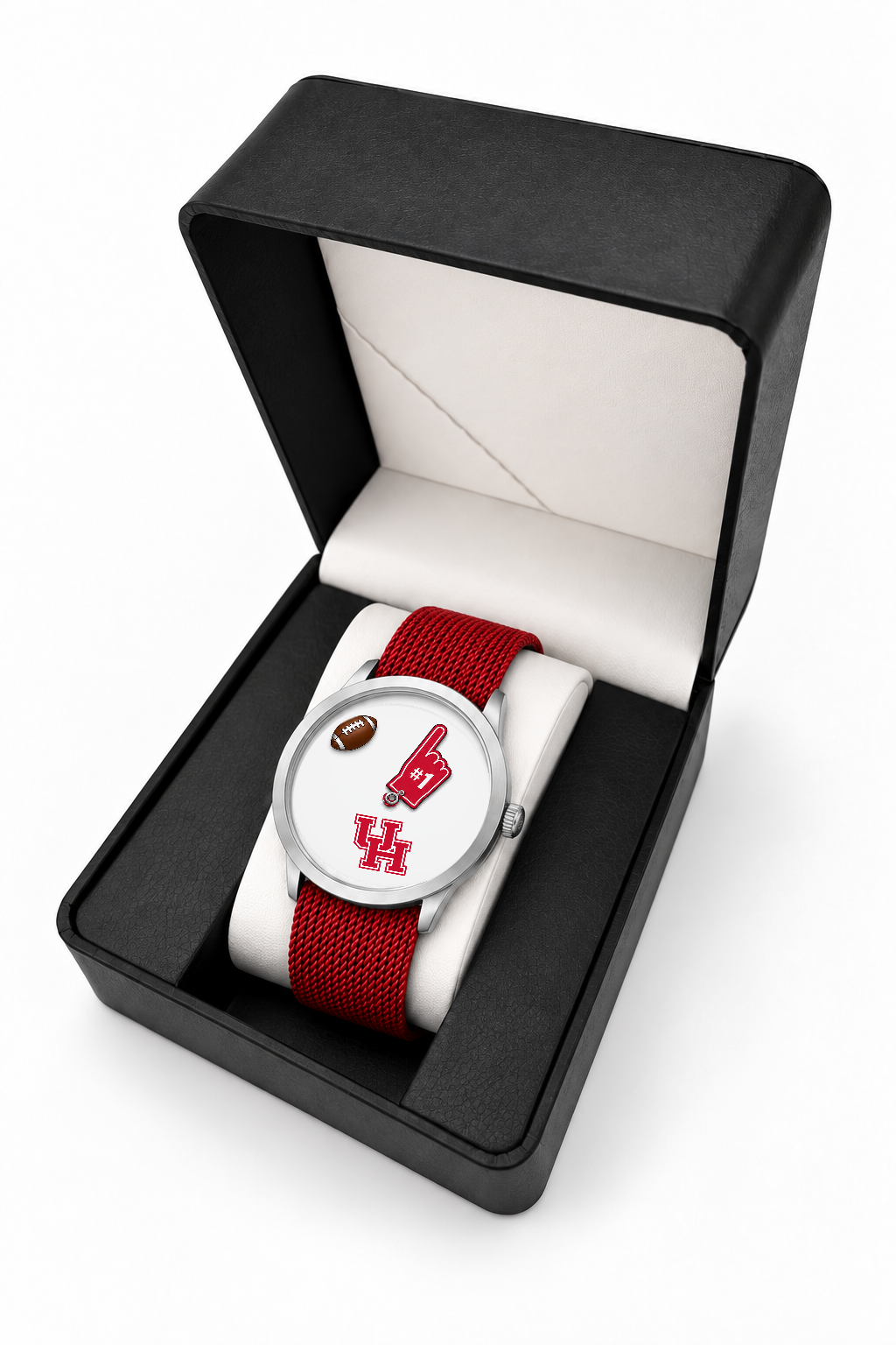 Houston Cougars Football Watch with red nylon band in LicensedTime gift box