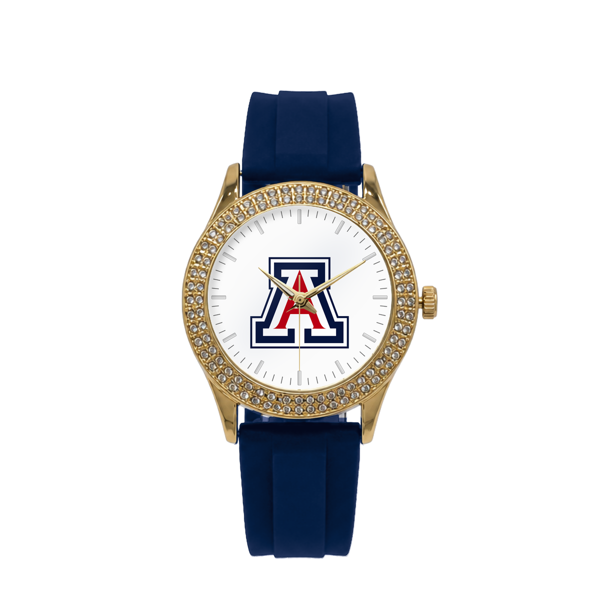 Arizona Wildcats Gold Metal Diamond watch with navy silicone band