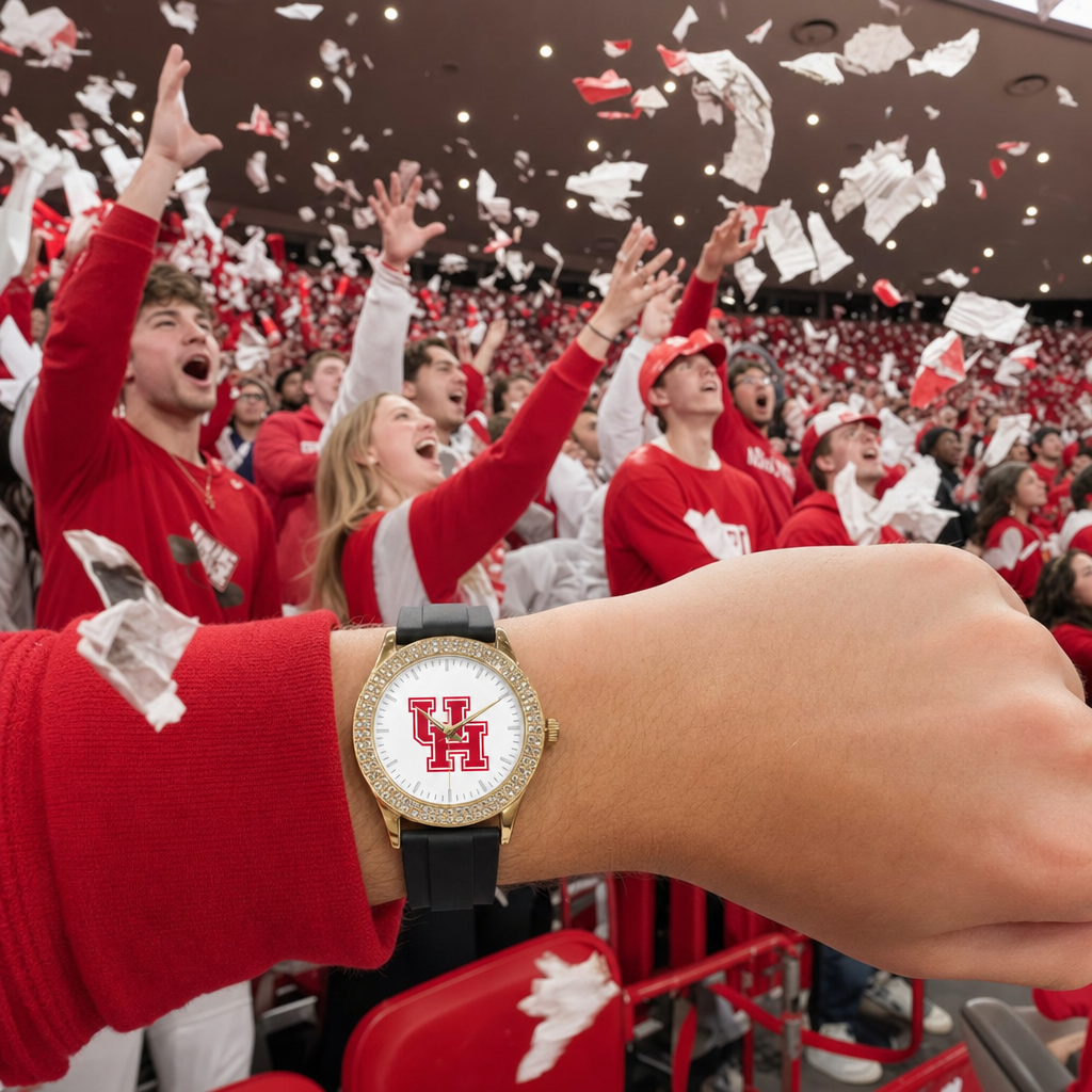 Houston Cougars Gold Metal Diamond Watch lifestyle