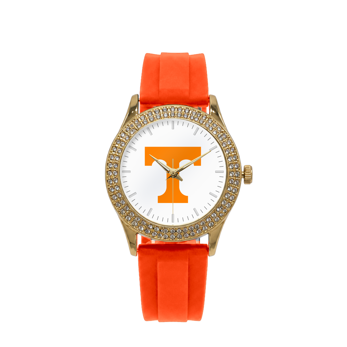 Tennessee Volunteers Gold Metal Diamond watch with orange silicone band