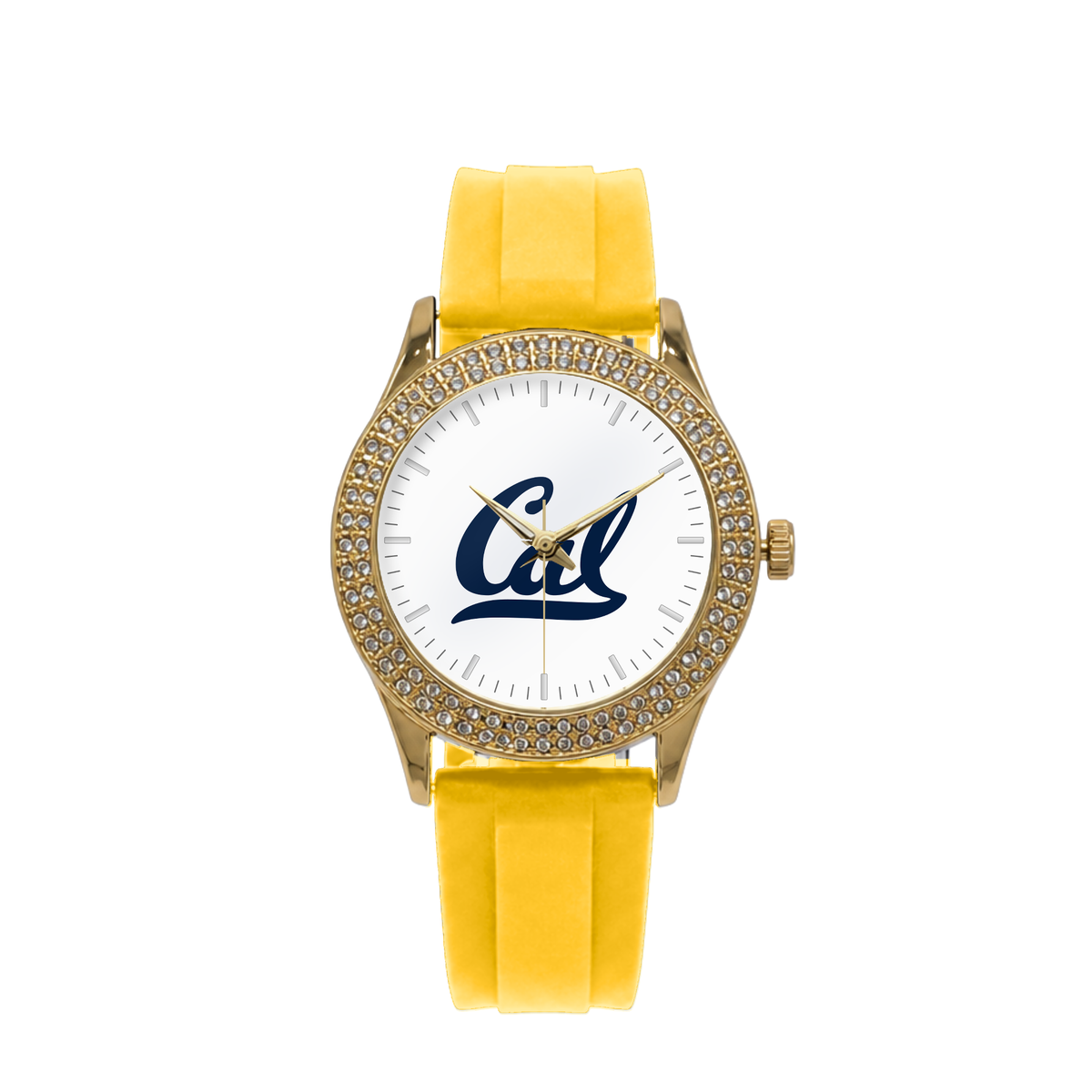 California Golden Bears Gold Metal Diamond watch with yellow silicone band
