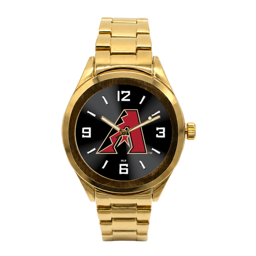 Arizona Diamondbacks Gold Metal Round Watch
