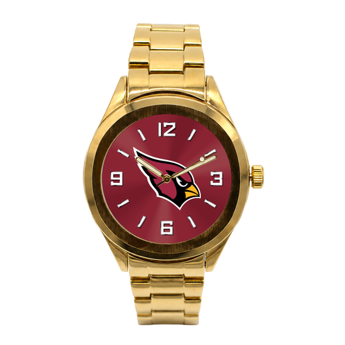Arizona Cardinals Gold Metal Round Watch