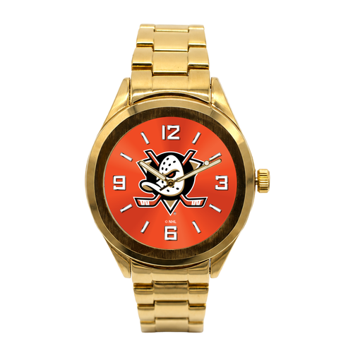 Anaheim Ducks Gold Metal Round Watch