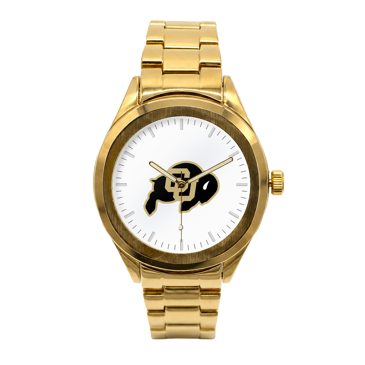 Colorado Buffaloes Gold Metal Round watch with gold metal bracelet