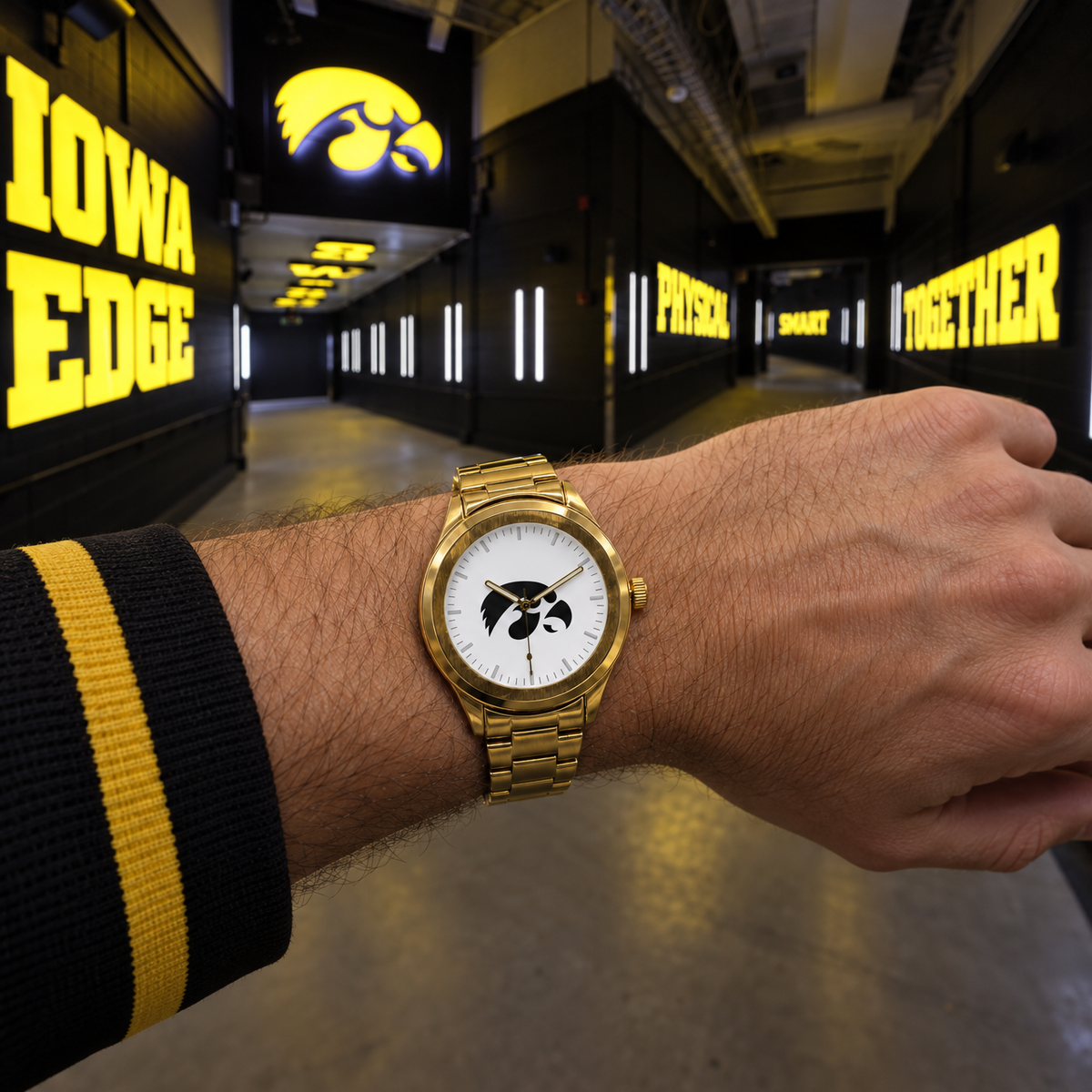 An entrance with a Swarm - Iowa Hawkeyes watch